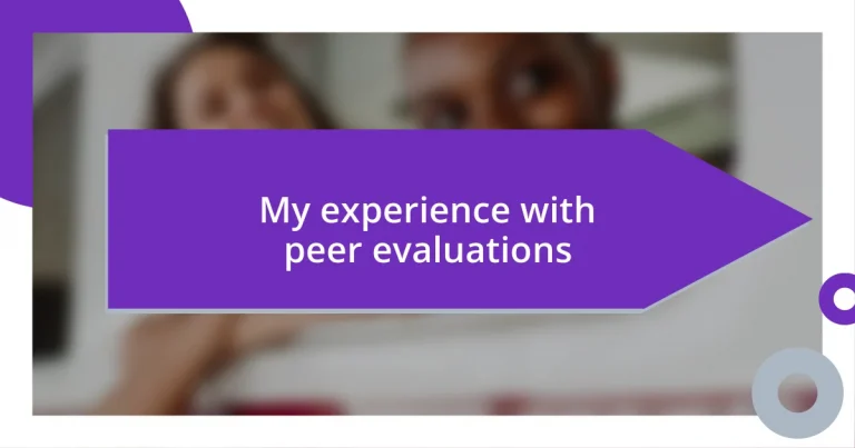 My experience with peer evaluations