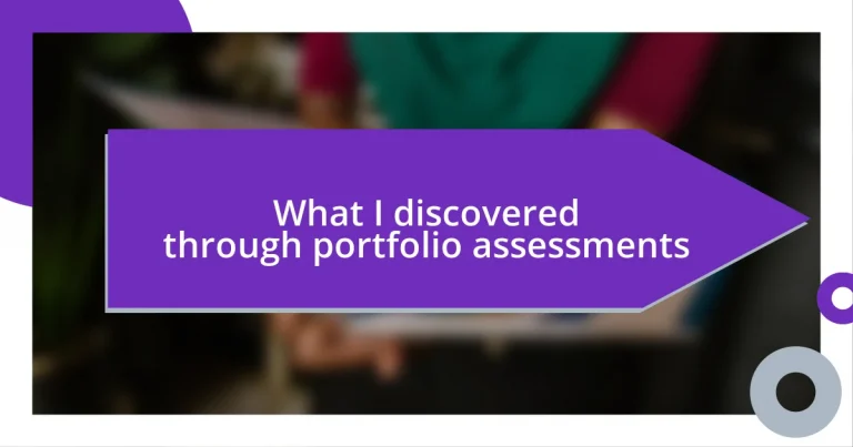 What I discovered through portfolio assessments